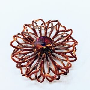 Vintage Flower Rhinestone Brooch